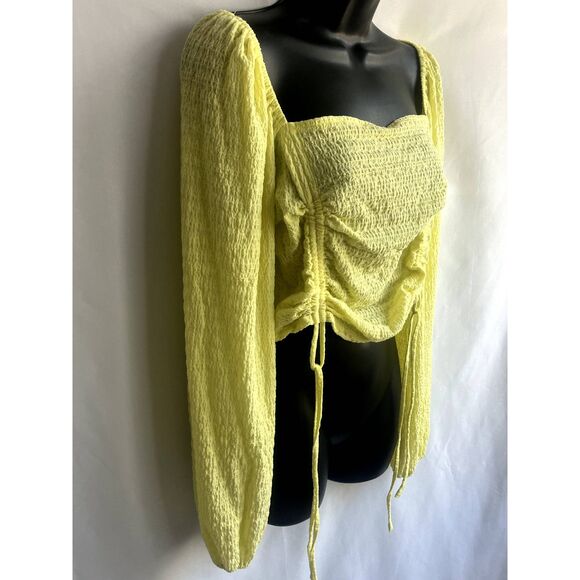 Sophie Rue Ruched Yellow Cottagecore Prairie Top Long Sleeve Size XL Romantic - Picture 5 of 11